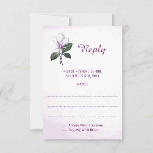 Magnolia Wedding Reply Cards RSVP Karte (Vorderseite)