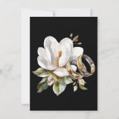 Magnolia Wedding Rings Gold und Black Wedding Einladung (Rückseite)