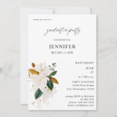 Magnolia Weiße Blütengraduation Party Einladung (Vorderseite)