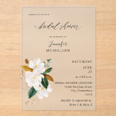 Magnolia Weißes Brautparty Acryleinladungen (Vorderseite)