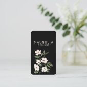 Magnolia White Blume Branch Illustration Black Visitenkarte (Stehend Vorderseite)