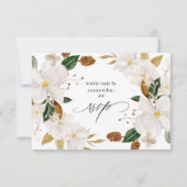 Magnolia White Floral w Meal RSVP Karte (Vorderseite)