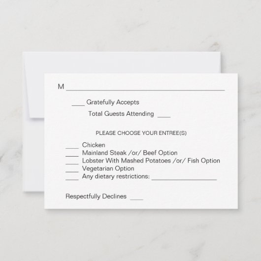 Magnolia White Floral w Meal RSVP Karte (Rückseite)