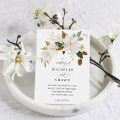 Magnolia White Floral Wedding Einladung