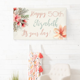 Magnolia Willow Floral Geburtstagsparty Wall Banne Banner