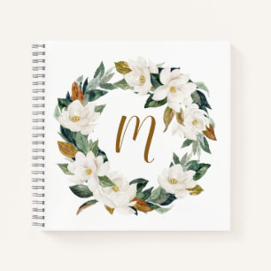 Magnolia Wreath Monogram Notizblock