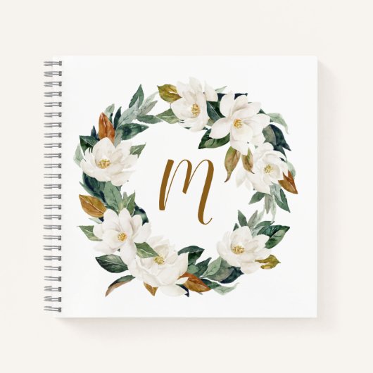 Magnolia Wreath Monogram Notizblock (Vorderseite)