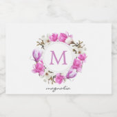 Magnolia Wreath Monogram Schaumweinetikett (Einzelnes Label)