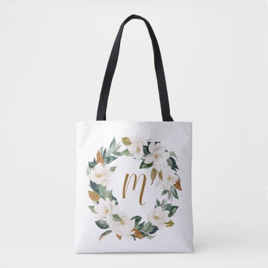 Magnolia Wreath Monogram Tasche (Vorderseite)