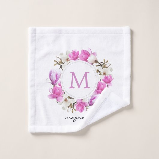 Magnolia Wreath Monogram Waschlappen (Waschlappen)