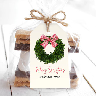 Magnolia Wreath Weihnachtsgeschenke Tags mit Red B Geschenkanhänger