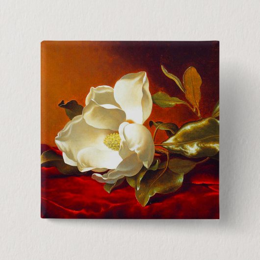 Magnolia zu Red Velvet Martin Johnson Heade Button (Vorderseite)