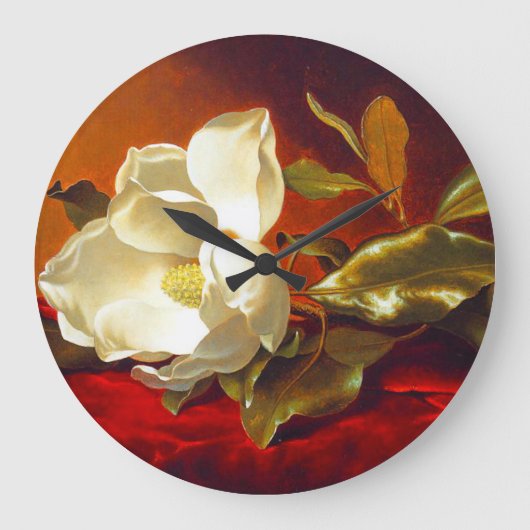 Magnolia zu Red Velvet Martin Johnson Heade Große Wanduhr (Vorderseite)