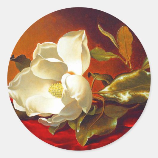 Magnolia zu Red Velvet Martin Johnson Heade Runder Aufkleber (Vorderseite)