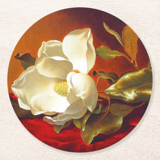 Magnolia zu Red Velvet Martin Johnson Heade Runder Pappuntersetzer (Vorderseite)