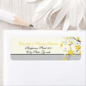 Magnolia-Zweig gelb, grau Hochzeitslabel (Insitu)