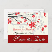 Magnolia Zweig Hochzeitsbrauch Save the Date Ankündigungspostkarte (Vorne/Hinten)