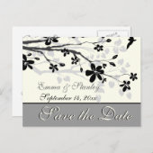 Magnolia Zweig schwarz graue Hochzeit Speichern Si Ankündigungspostkarte (Vorne/Hinten)