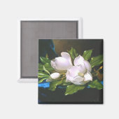 Magnolias auf Blue Velvet - Magnet (Vorderseite/Rückseite)