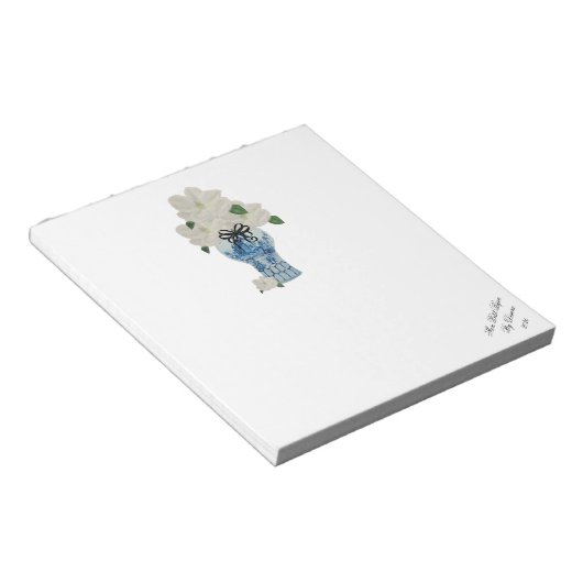 Magnolias Blue und White Ginger Jar Notepad Notizblock (angewinkelt)