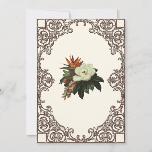 Magnolias n Bird of Paradise - Gewohnte Hochzeit Einladung (Rückseite)