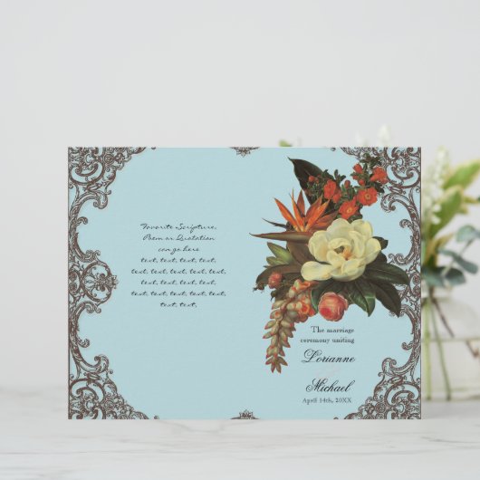 Magnolias n Bird of Paradise - Hochzeitsprogramm (Stehend Vorderseite)