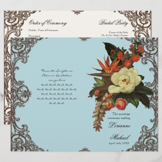 Magnolias n Bird of Paradise - Hochzeitsprogramm (Vorne/Hinten)