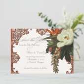 Magnolias n Bird of Paradise - Save the Date Custo (Stehend Vorderseite)