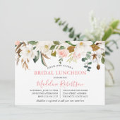 Magnolias Pink Roses Bridal Luncheon Einladung (Stehend Vorderseite)