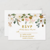 Magnolias-Rose Hochzeitsreise mit dem Wasser RSVP Karte (Vorne/Hinten)