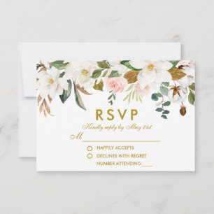 Magnolias-Rose Hochzeitsreise mit dem Wasser RSVP Karte