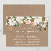 Magnolias Rose Kraft Brautparty Einladung (Vorne/Hinten)