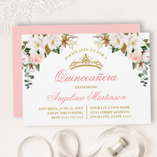 Magnolias Roses Quinceanera Einladung