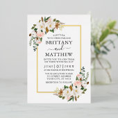 Magnolias Roses Wedding Gold Folieneinladung (Stehend vorne)