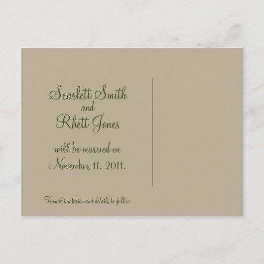 Magnolias Wedding Save the Date Postcard Ankündigungspostkarte (Rückseite)