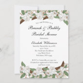 Magnolias Weißgrüne Blüte Elegantes Brautparty Einladung (Vorderseite)