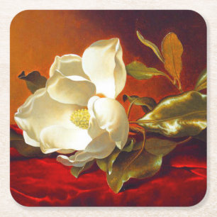 Magnolie auf rotem Samt Martin Johnson Heade Rechteckiger Pappuntersetzer