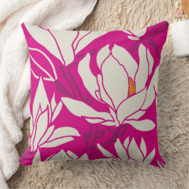 Magnolie Blumenmuster in Fuchsia Kissen