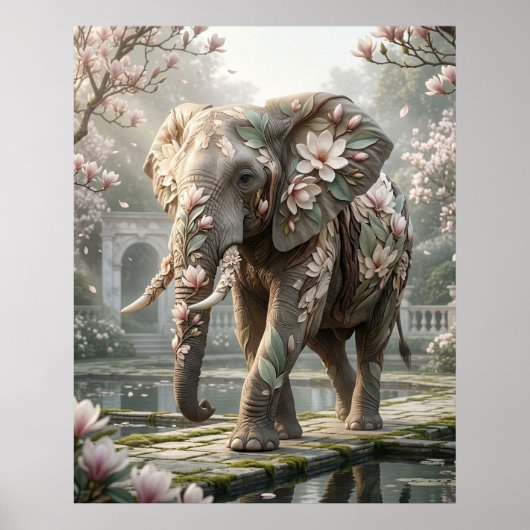 Magnolie Elefant Royal Mist Poster (Vorne)