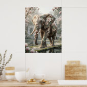 Magnolie Elefant Royal Mist Poster (Küche)