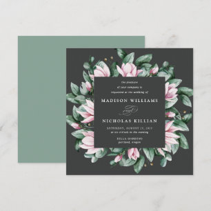 Magnolie & Eukalyptus Quadratische Hochzeit Einladung