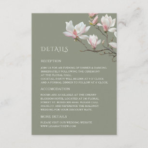 Magnolie-Feinart-Hochzeitseinschlusskarte Begleitkarte
