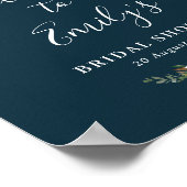 Magnolie floral blaue Hochzeitsdusche Willkommenss Poster (Ecke)
