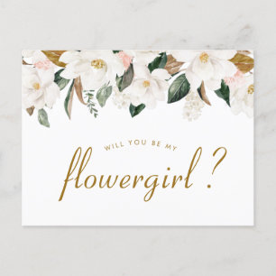 Magnolie floral Wirst du meine Blumenmädchenkarte Einladungspostkarte