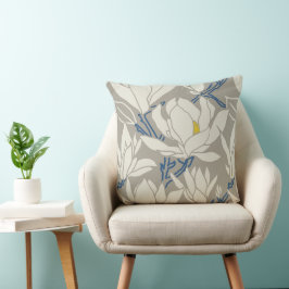 Magnolie-Grafik in grauem Muster Kissen