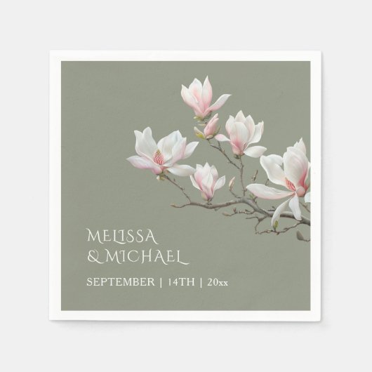 Magnolie Hochzeit in feiner Kunst Serviette (Vorderseite)