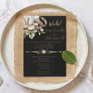 Magnolie Hochzeitsringe Gold und schwarze Hochzeit Save The Date