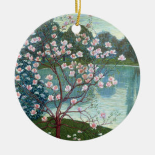 Magnolie (Öl auf Leinwand) Keramik Ornament