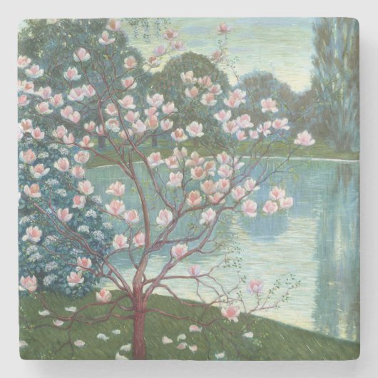 Magnolie (Öl auf Leinwand) Steinuntersetzer (Vorderseite)