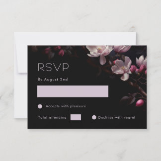 Magnolie Schwarz Floral RSVP Karte